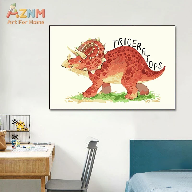 AZNM Watercolor Dinosaur Canva - Kids Education Name 评论和价格