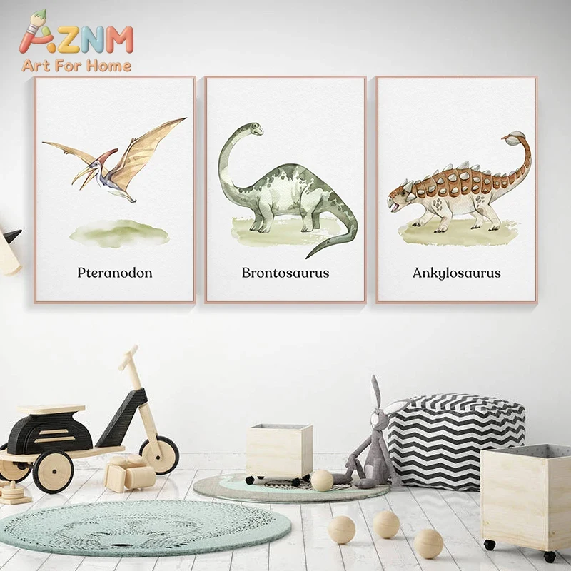 AZNM Watercolor Dinosaur Canva - Kids Education Name 评论和价格